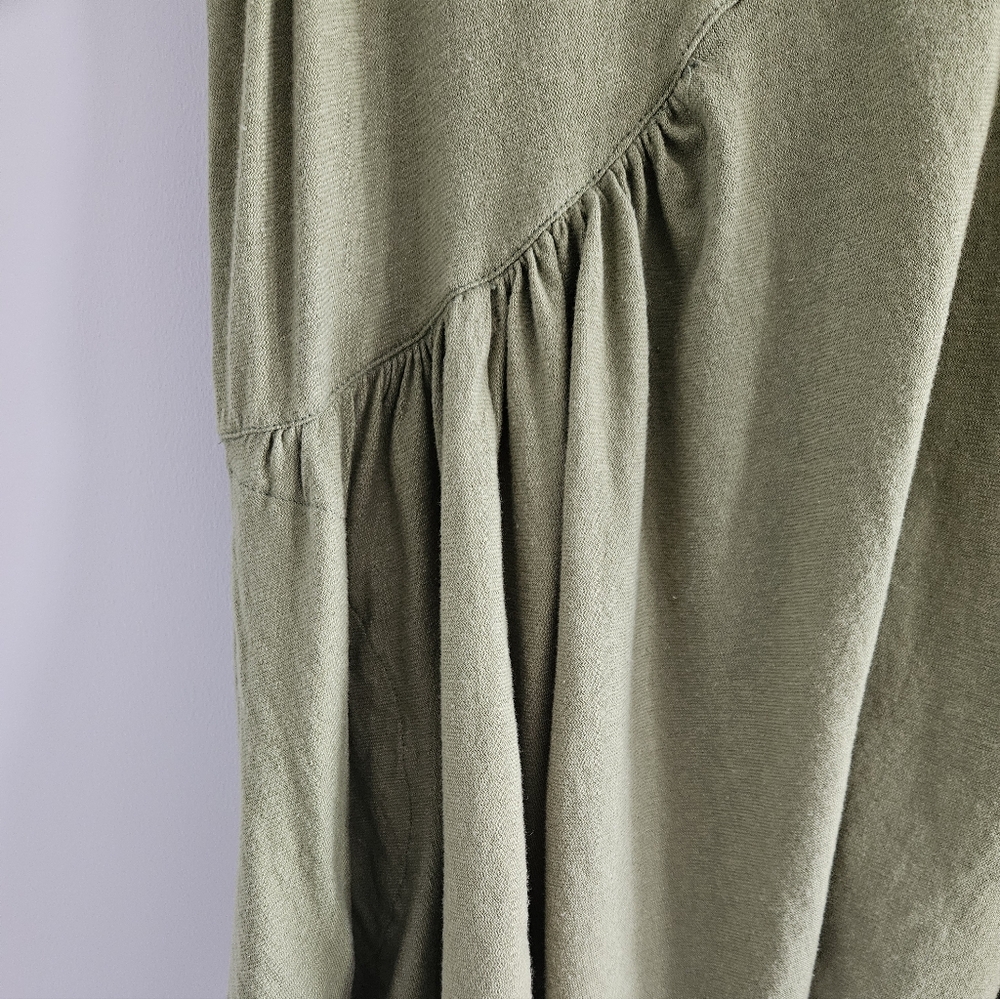 Olive Green Sleeveless V-Neck Swing Dress - Picture 6 of 11